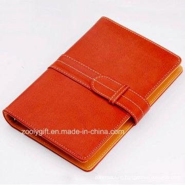 PU Leather 6 Ring Binders Planner Organizer Notebook with Card Slots and Snap Closure